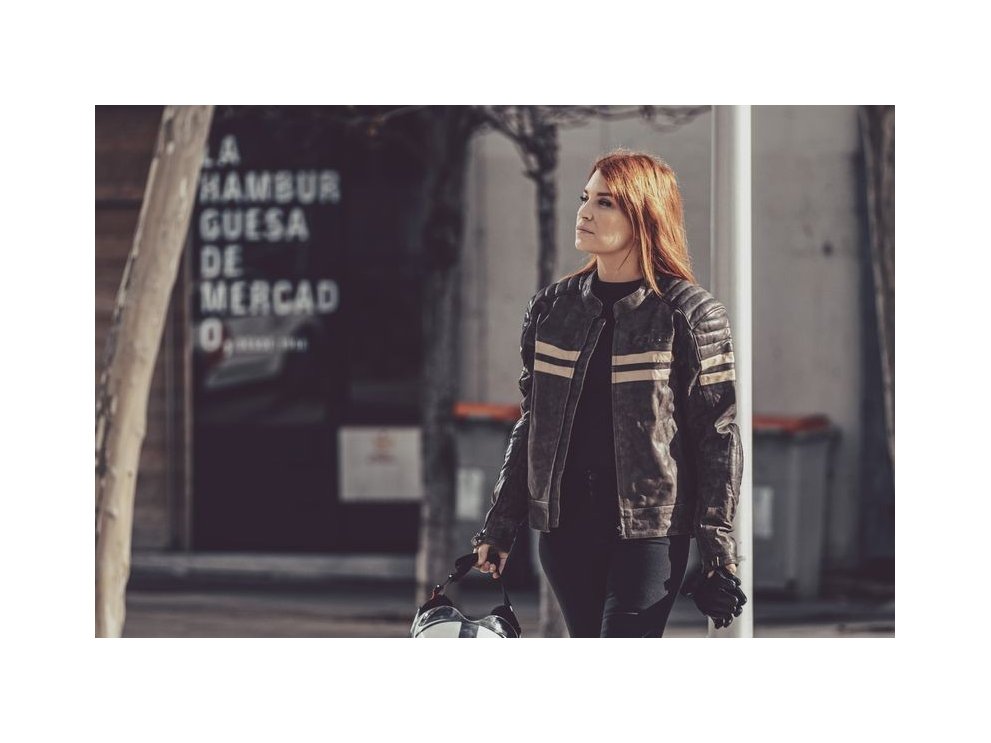 Chaqueta MITT de cuero | Chaqueta moto piel auténtica con protecciones