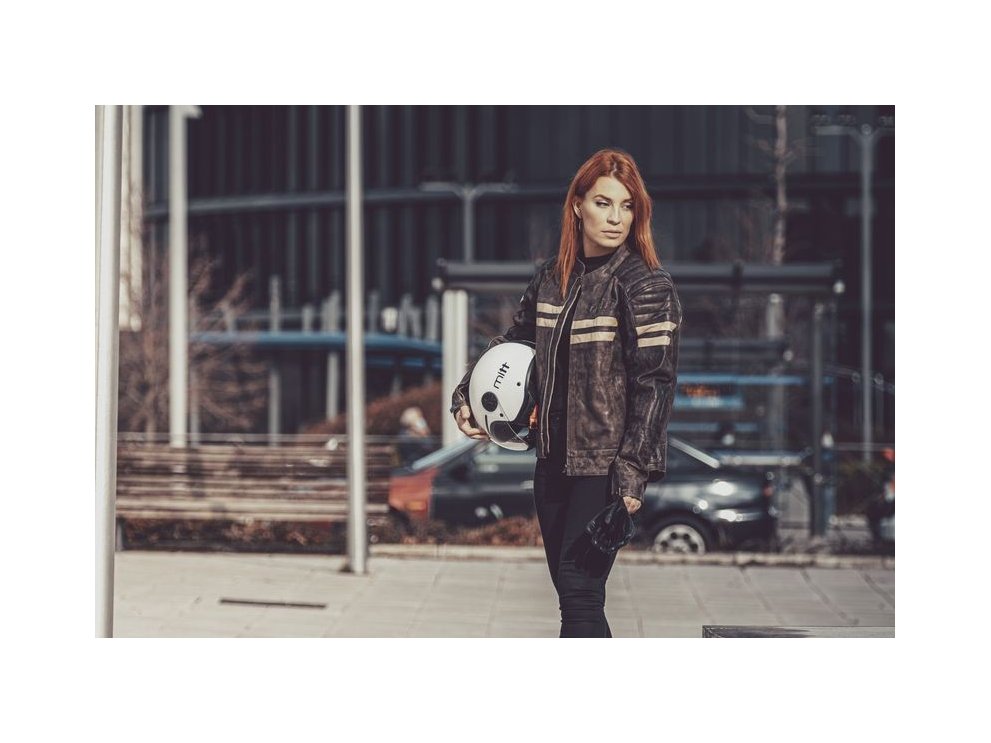 Chaqueta MITT de cuero | Chaqueta moto piel auténtica con protecciones