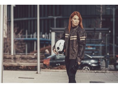 Chaqueta MITT de cuero | Chaqueta moto piel auténtica con protecciones