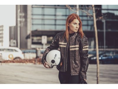 Chaqueta MITT de cuero | Chaqueta moto piel auténtica con protecciones
